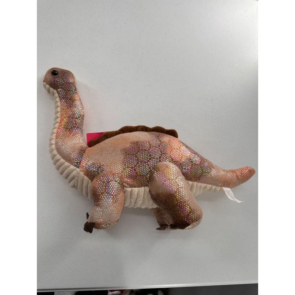 Sparkly Dinosaur Plush Toy Polyester Brown & Pink 15‎ Inches Long For All Ages b